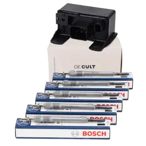 AIC Control Unit (Glow Timing) + 5x BOSCH Glow Plugs for MERCEDES W203, W210, W211, W163, OM612, OM647