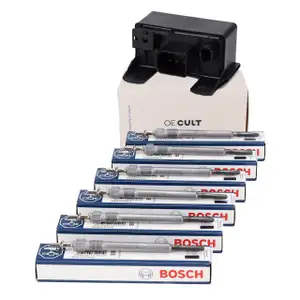 AIC Control Unit (Glow Time) + 6x BOSCH Glow Plugs for MERCEDES W210, W211, W220, OM613, OM648