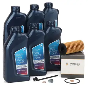 6L ORIGINAL 0W20 Motoröl + HIRSCHER Ölfilter für BMW B37 B38 N47 B47 B48