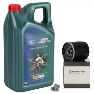 5L CASTROL MAGNATEC 5W30 A5 Motoröl + HIRSCHER Ölfilter für FORD Fiesta Focus Mondeo S-Max