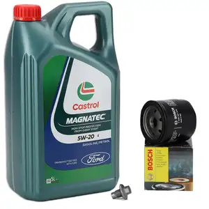 5L CASTROL MAGNATEC 5W-20 E Motoröl + BOSCH Ölfilter für FORD MAZDA VOLVO 1.25 1.4 1.6
