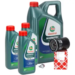 8L CASTROL MAGNATEC 5W-20 E Motor&ouml;l + febi &Ouml;lfilter f&uuml;r FORD Mustang MK6 V8 422 PS