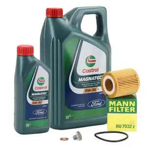6L CASTROL MAGNATEC D 0W-30 Motor&ouml;l + MANN &Ouml;lfilter f&uuml;r FORD Ecosport 1.5 TDCi EcoBlue 125