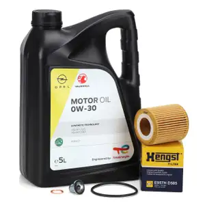 5L ORIGINAL 0W-30 Motor&ouml;l + HENGST &Ouml;lfilter f&uuml;r OPEL Corsa F Combo Mokka Zafira Life 1.5 D