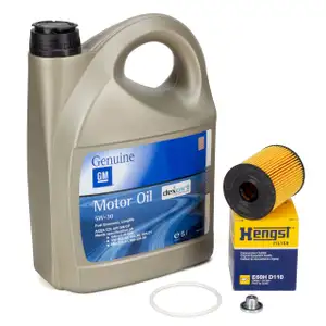5L ORIGINAL 5W-30 dexos2 Motor&ouml;l + HENGST &Ouml;lfilter f&uuml;r OPEL Astra H Corsa C D E 1.3 CDTI