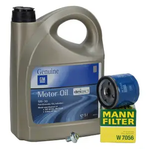 5L ORIGINAL 5W30 dexos1 Gen3 Motor&ouml;l + MANN &Ouml;lfilter f&uuml;r OPEL Astra K Insignia B Mokka/10