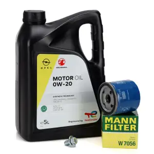 5L ORIGINAL 0W-20 Motor&ouml;l + MANN &Ouml;lfilter f&uuml;r OPEL Astra K Corsa E Mokka/10 1.0-1.4 Turbo