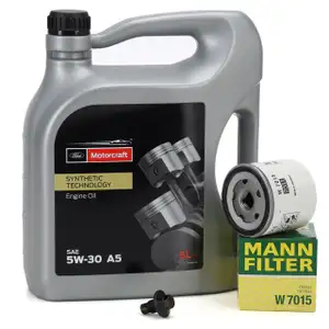 5L ORIGINAL 5W-30 A5 Motor&ouml;l + MANN &Ouml;lfilter f&uuml;r FORD Fiesta Focus Mondeo S-Max 1.2-2.0
