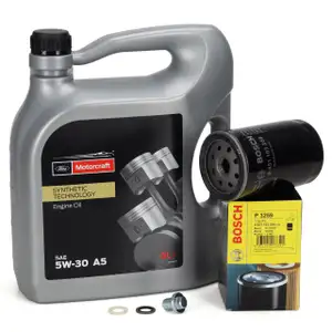 5L ORIGINAL MOTORCRAFT 5W-30 A5 Motor&ouml;l + BOSCH &Ouml;lfilter f&uuml;r FORD Galaxy Transit 2.0-2.9