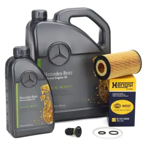 6L ORIGINAL 5W-30 MB 229.51 Motoröl + HENGST Ölfilter MERCEDES-BENZ W205 X253 C253 OM651