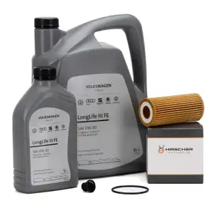 6L ORIGINAL VW 0W30 Motoröl + HIRSCHER Ölfilter für VW Golf 7 8 Passat Tiguan 1.8/2.0 TSI