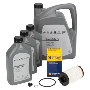 8L ORIGINAL 0W-20 Motoröl + HENGST Ölfilter AUDI S4 RS4 B9 S5 RS5 A6 C8 A7 4K A8 4N SQ5 FY
