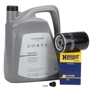 5L ORIGINAL 10W-40 Motor&ouml;l + HENGST &Ouml;lfilter f&uuml;r VW Golf 1 2 3 Passat Polo Vento 0.9-2.0