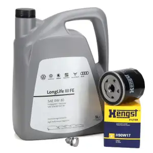 5L ORIGINAL 0W-30 Motor&ouml;l + HENGST &Ouml;lfilter f&uuml;r VW Golf 4 5 6 Polo 6N2 9N Leon 1.4 1.6