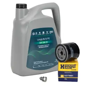 5L ORIGINAL 0W-20 Motor&ouml;l + HENGST &Ouml;lfilter f&uuml;r AUDI SEAT SKODA VW 1.0-1.5 TSI