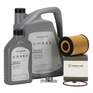 6L ORIGINAL 10W40 Motoröl + HIRSCHER Ölfilter für VW Golf 3 2.9 VR6 Syncro ab 01.1996