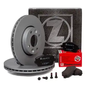 ZIMMERMANN Brake Discs + Pads for NISSAN Micra 3 Note E11 and RENAULT Clio 3 (front)
