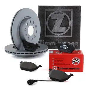 ZIMMERMANN Bremsscheiben + Beläge + Wako für AUDI A3 8P SEAT Leon Octavia 3 Golf 5 6 vorne