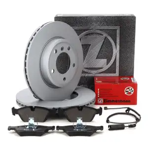 ZIMMERMANN Bremsscheiben + Bel&auml;ge + Wako f&uuml;r BMW 3er E46 328i 320d Z4 E85 2.5si 3.0i vorne