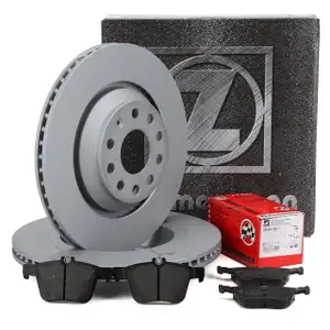 ZIMMERMANN Bremsscheiben + Bel&auml;ge f&uuml;r AUDI S3 8V VW Golf 7 GTI/R Passat B8 Tiguan hinten