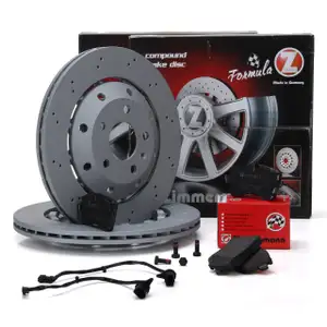 Zimmermann FORMULA Z Brake Discs + Pads + Wako for AUDI RS5 8T3 8F7 450 hp (rear)