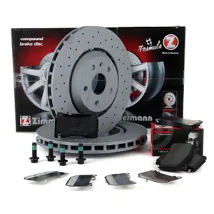 Zimmermann FORMULA Z Brake Discs + BREMBO Brake Pads for OPEL Insignia A 2.8 Turbo OPC (front)
