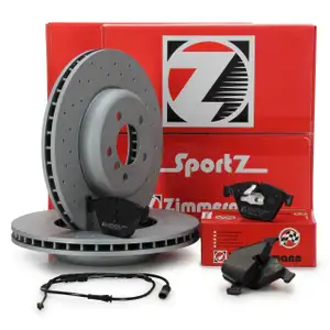Zimmermann SPORT Bremsscheiben + Bel&auml;ge + Wako f&uuml;r BMW 5er F10 528i 530i 525d 530d vorne