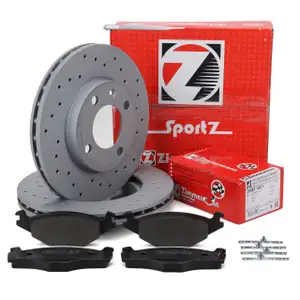 Zimmermann SPORT brake discs + pads for VW Golf 1, 2, 1.6/1.8 GT/GTI, Jetta, Scirocco (Front)
