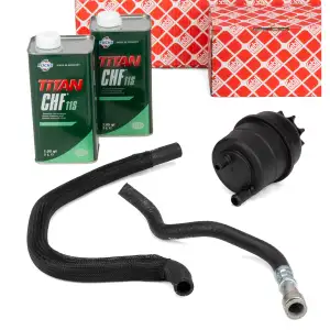 LEMF&Ouml;RDER expansion tank + hoses + 2L PENTOSIN servo fluid for BMW 3 Series E46 up to September 2001