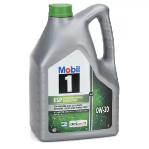 5L 5 Liter Mobil 1 ESP X2 0W-20 Motor&ouml;l &Ouml;l dexosD f&uuml;r PORSCHE C20 VW 508/509.00 MB 229.71