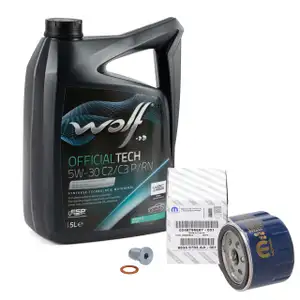 5L WOLF 5W30 C2/C3 P/RN + ORIGINAL MOPAR &Ouml;lfilter f&uuml;r FIAT Doblo Punto 188 Stilo 1.9D