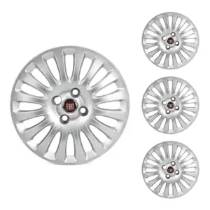 4x ORIGINAL f&uuml;r Fiat MOPAR Radkappe Radblende Blende 15 Zoll Silber Punto Evo 735501291