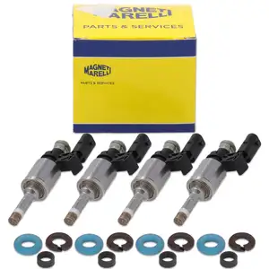 4x MAGNETI MARELLI Einspritzventil + Dichtringsatz für VW Golf 7 Passat Polo 5 1.2/1.4 TSI