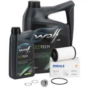 MAHLE Getriebefilter Satz + 6L WOLF Getriebeöl AUDI SEAT SKODA VW 6-Gang DQ250