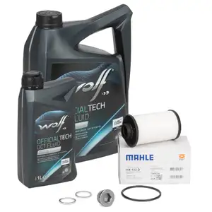 MAHLE Getriebefilter Satz + 6L WOLF Getriebe&ouml;l AUDI SEAT SKODA VW 6-Gang DQ250