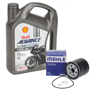4L SHELL ADVANCE ULTRA 15W-50 4T + MAHLE OC91D &Ouml;lfilter f&uuml;r BMW K75 R850 K/R1100 K/R1200