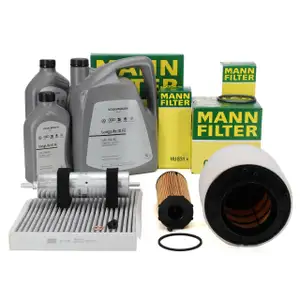 MANN Filterset 4-tlg + 7L ORIGINAL 0W30 Motor&ouml;l f&uuml;r AUDI A4 B8 8RB 2.7/3.0 TDI bis Fgst.