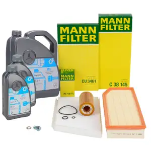 MANN Filterset 3-tlg + 7L ORIGINAL 5W30 MB 229.51 Motor&ouml;l MERCEDES W203 OM611 OM612 OM646