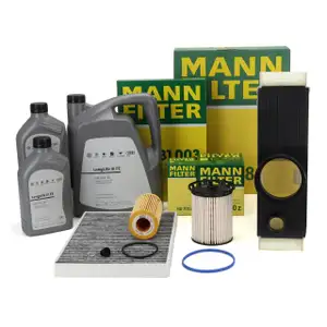 MANN Filterset 4-tlg + 7L ORIGINAL 0W30 Motor&ouml;l f&uuml;r AUDI Q7 Q8 4M VW Touareg CR 3.0 TDI