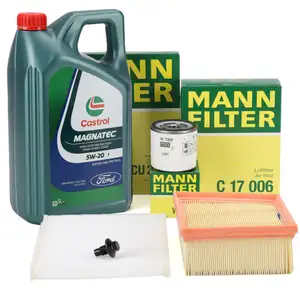 MANN Filterset + 5L CASTROL MAGNATEC 5W-20 E Motor&ouml;l f&uuml;r FORD 6 B-Max 12.5-1.6 Ti/ST