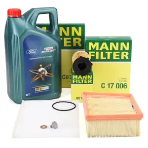 MANN Filterset 3-tlg + 5L CASTROL MAGNATEC 5W-30 A5 f&uuml;r FORD 6 MK6 B-Max 1.4-1.6 TDCi