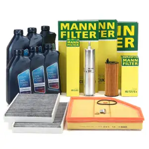 MANN Filterset 4-tlg + 6L ORIGINAL 5W30 Motor&ouml;l f&uuml;r BMW 5er E60 E61 520d N47 ab 07.2009