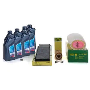 MANN Filterset 3-tlg + 8L ORIGINAL 5W30 Motor&ouml;l f&uuml;r BMW 3er E90 E91 E92 E93 325d 330d M57