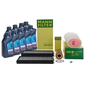 MANN Filterset 3-tlg + 9L ORIGINAL 5W30 Motor&ouml;l f&uuml;r BMW 7er E65 E66 E67 730d 204-231 M57