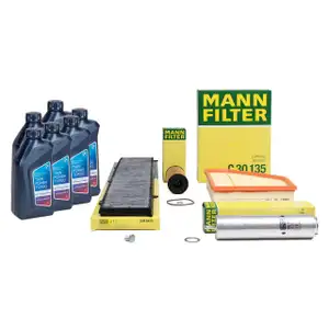 MANN Filterset 4-tlg + 6L ORIGINAL 5W30 Motor&ouml;l f&uuml;r BMW 3er E90-93 316d 320d 03.2010 N47