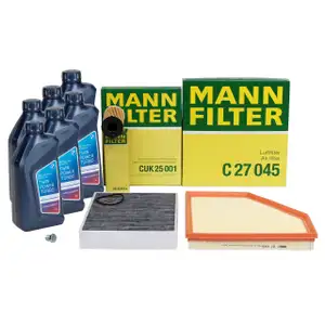 MANN Filter Set + 6L ORIGINAL 5W30 Engine Oil for BMW F20, F21, F22, F23, F30, F31, F34, F32, F33, B48