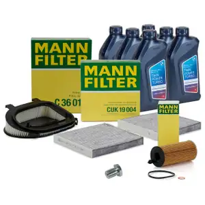 MANN Filterset 3-tlg + 6L ORIGINAL 5W30 Motor&ouml;l f&uuml;r BMW X3 F25 18d 20d 30d N47 N57