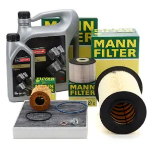 MANN Filterset 4-tlg + 6L ORIGINAL 5W30 A5 Motor&ouml;l f&uuml;r FORD C-Max DM2 2.0 TDCi ab 03.2010