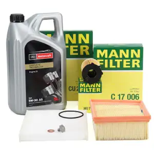 MANN Filterset 3-tlg + 5L ORIGINAL 5W-30 A5 Motor&ouml;l f&uuml;r FORD 6 MK6 B-Max 1.4-1.6 TDCi