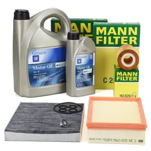 MANN Filterset 3-tlg + 6L ORIGINAL 5W30 dexos2 Motoröl für OPEL Mokka/10 J13 1.7 CDTI